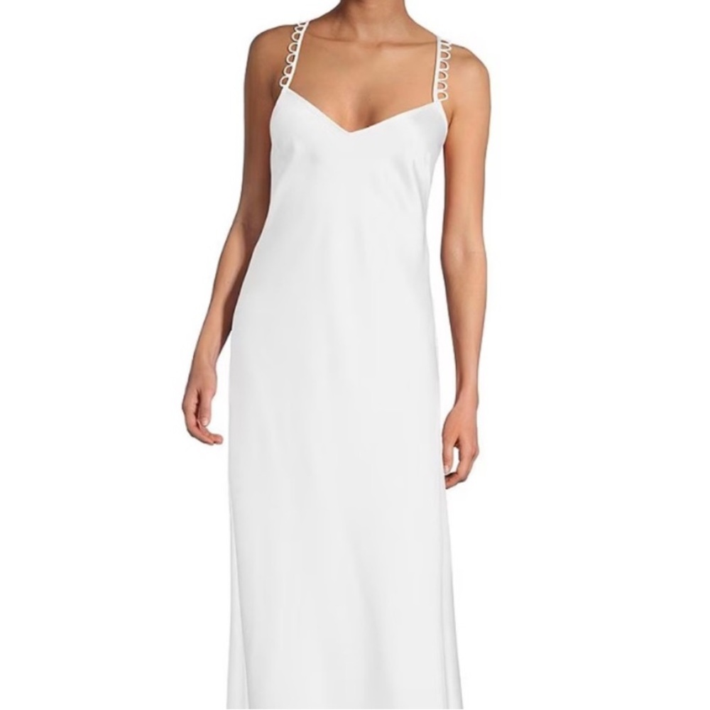Gianni Bini Bessette Satin White Maxi Slip Dress- NWT